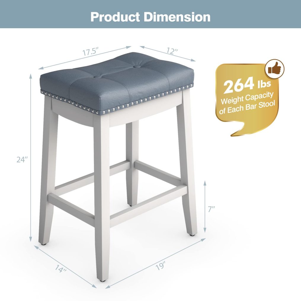 Bar Stools Set of 2/4 24-Inch Height Backless Counter Stool