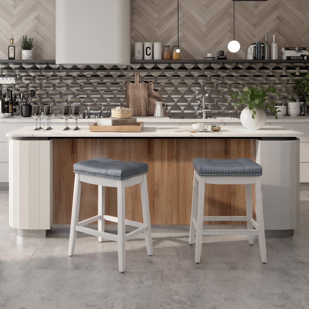 Bar Stools Set of 2/4 24-Inch Height Backless Counter Stool