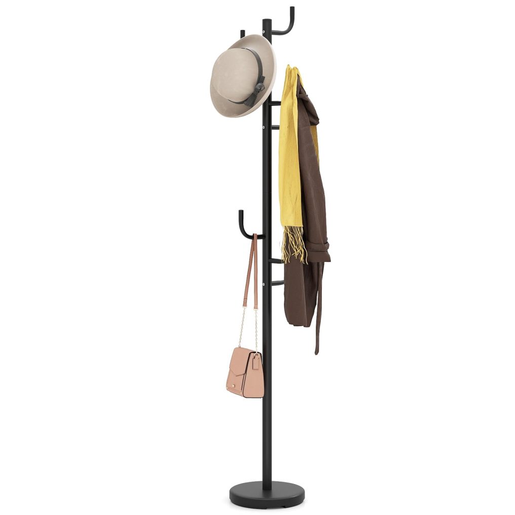 Freestanding Coat Rack | Cactus Coat Tree with 8 L-Shaped Hooks and 2 Adjustable Heights for Entryway