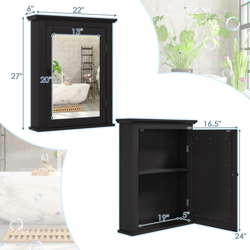 Bathroom Medicine Cabinet with Mirror for Living Room Bedroom Entryway