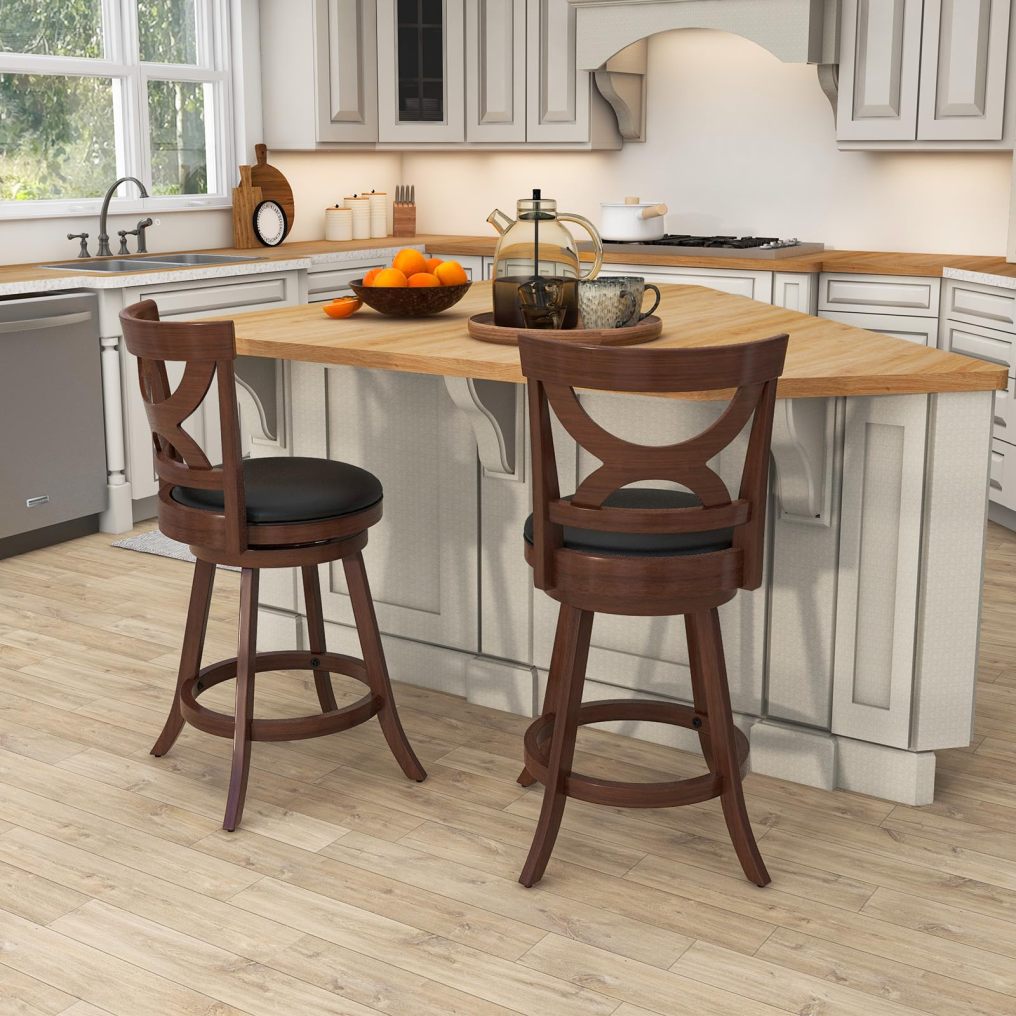 Bar Stools Set of 2/4 24'' 360-Degree Swivel Chairs