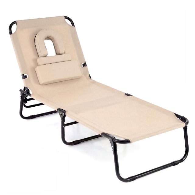 Tanning Chair with Face Hole Pillows & Adjustable Backrest(1/2)