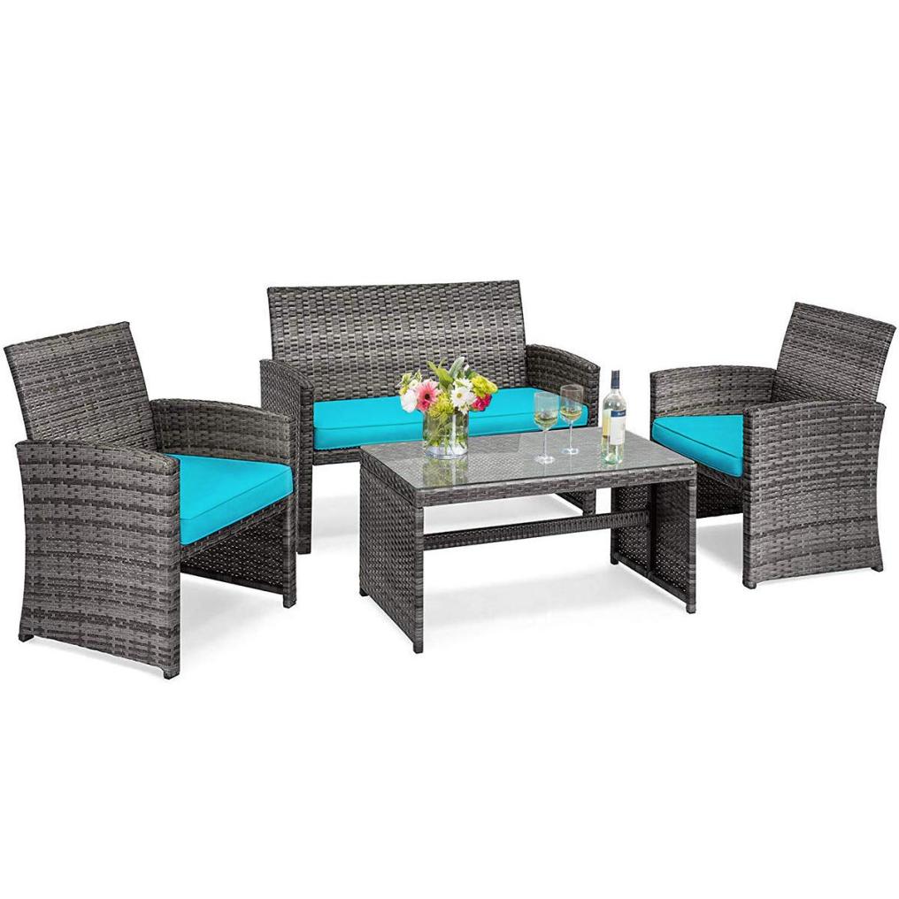 Patio Furniture Set 4 Pieces Outdoor Wicker Chairs