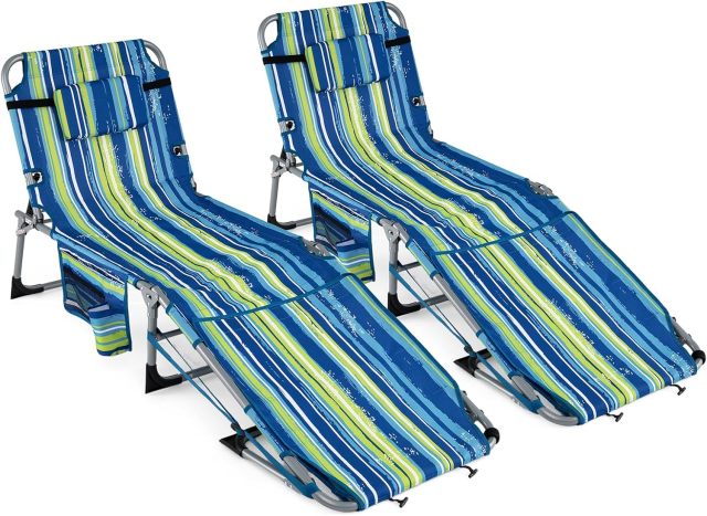 Tanning Chair with Face Arm Holes | Portable Sunbathing Chair w/4-Level Backrest (1/2)