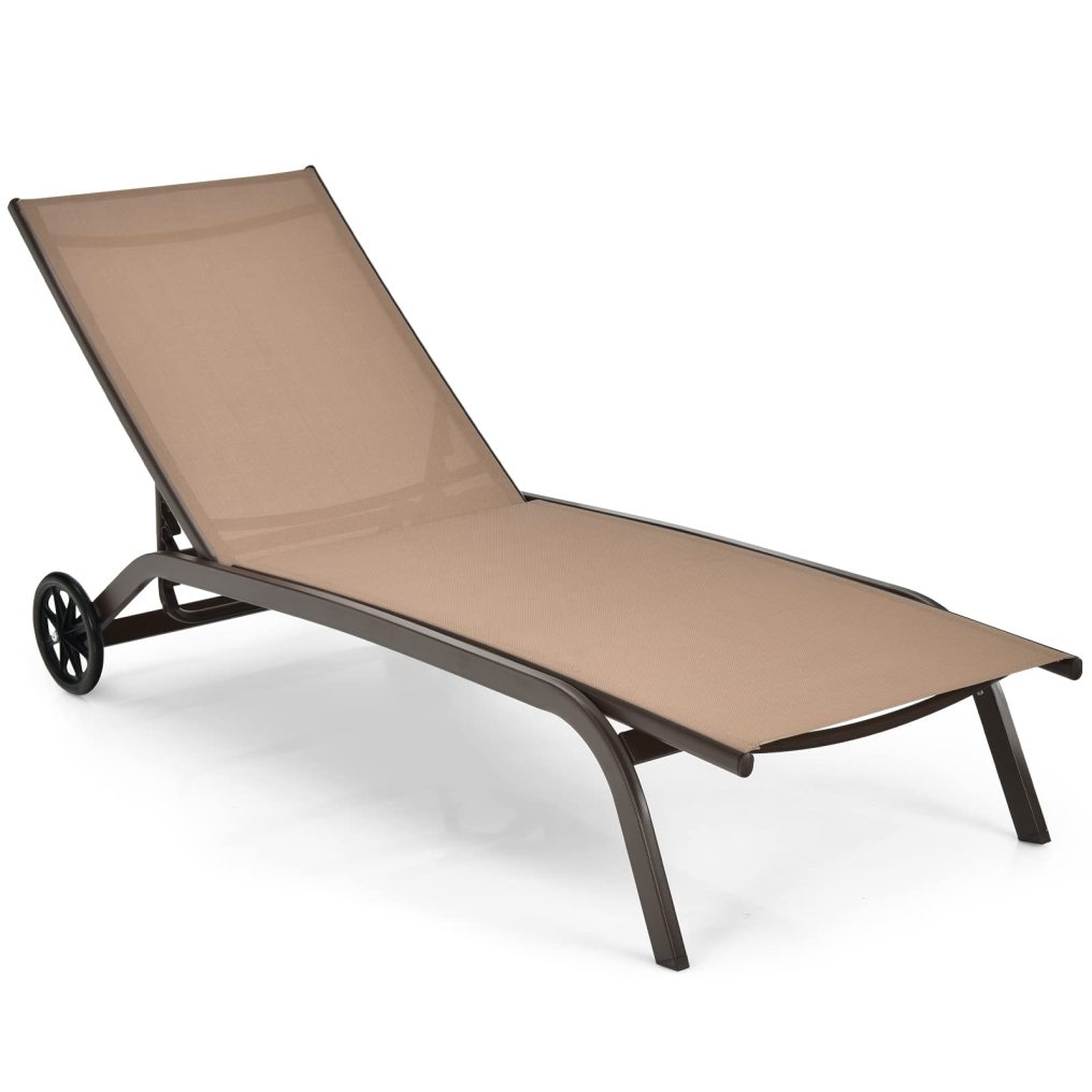 Chaise Lounge Chair Outdoor with Wheels for Backyard