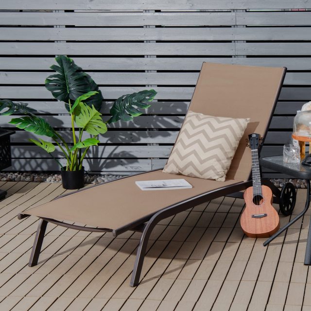 Chaise Lounge Chair Outdoor with Wheels for Backyard