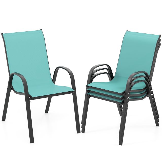 Patio Dining Chairs Set of 2/4 Stackable Outdoor Chairs