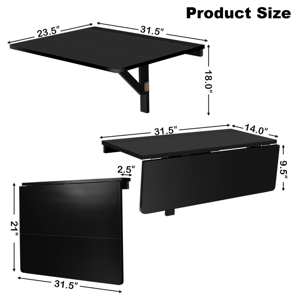 31.5" x 23.5" Drop Leaf Floating Writing Desk for Small Spaces