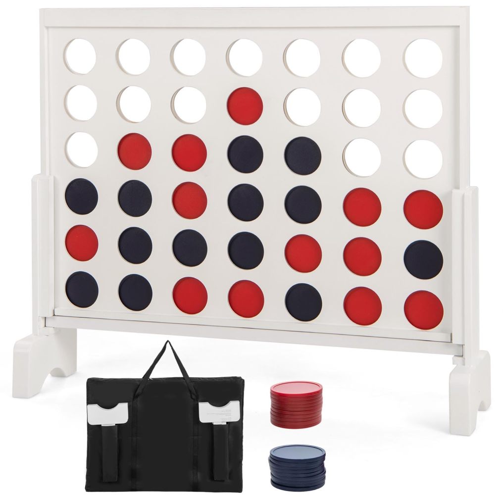 4-in-a-Row Game Set with 42 PCS Jumbo Rings & 600D Oxford Fabric Carrying Bag