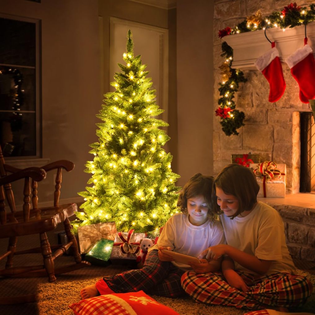 6ft Half Christmas Tree with 350 Lights for Holiday