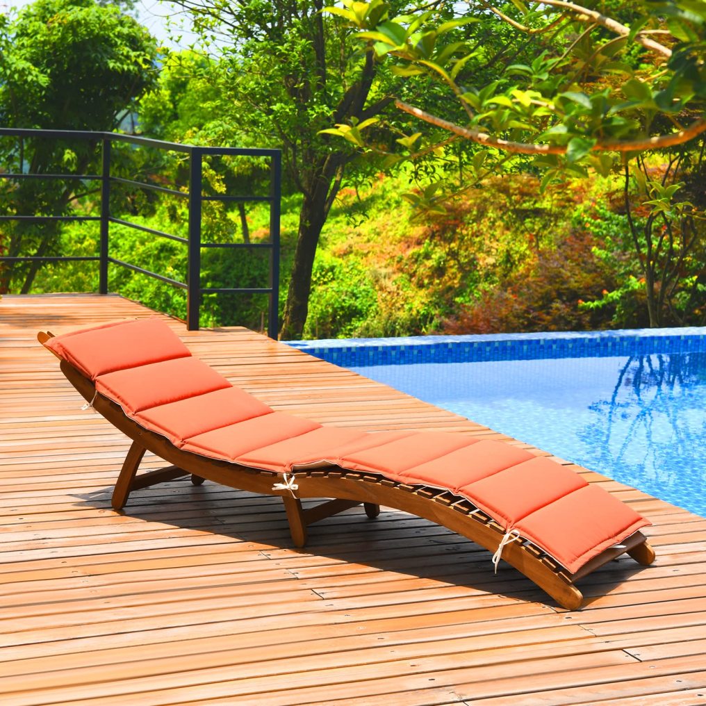 Patio Folding Wood Outdoor Lounge Chair