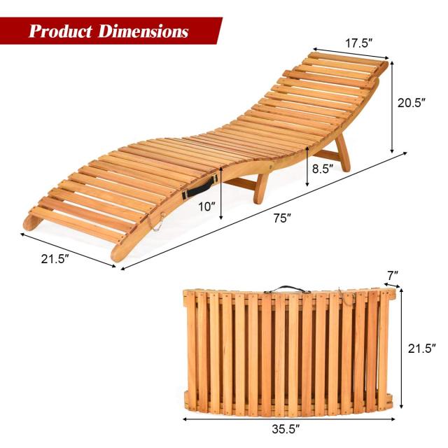 Patio Folding Wood Outdoor Lounge Chair