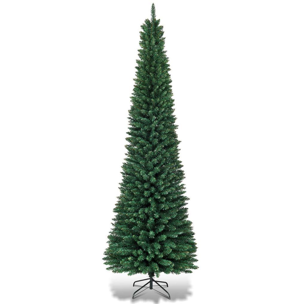 8FT Pencil Christmas Tree Slim Skinny Hinged Pine Tree with PVC Material