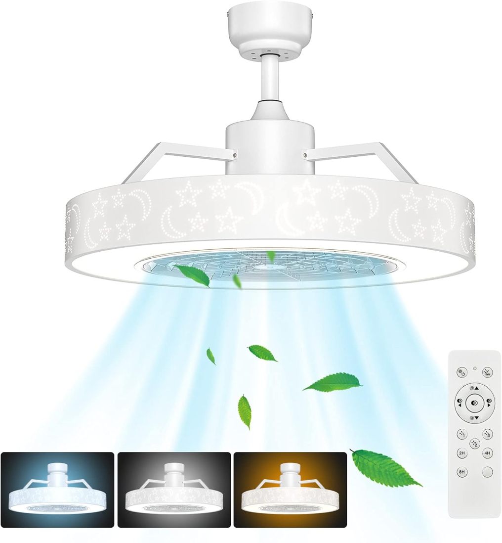 ARLIME Ceiling Fan with Lights, 23" LED Dimmable Starry Fan Lamp with Invisible Blades