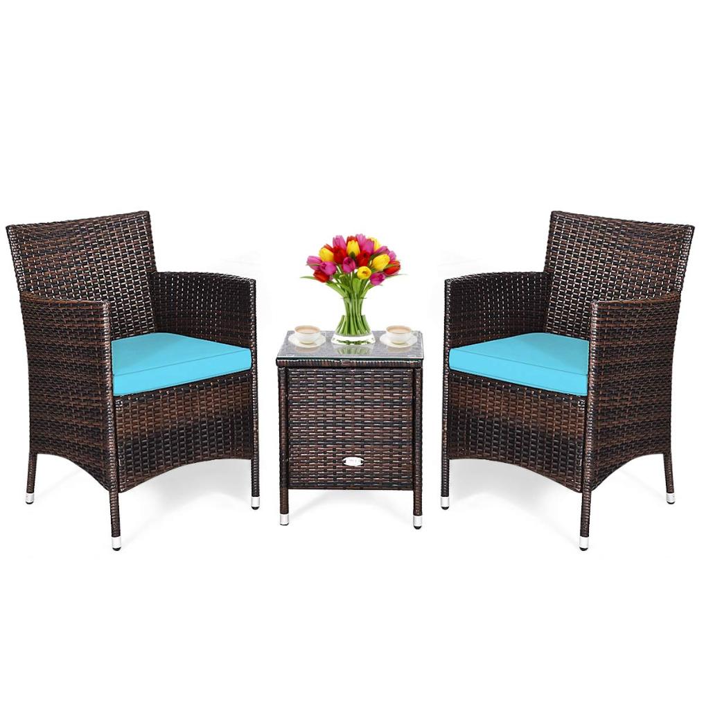 3 PCS Patio Furniture Set Outdoor Wicker Conversation Set