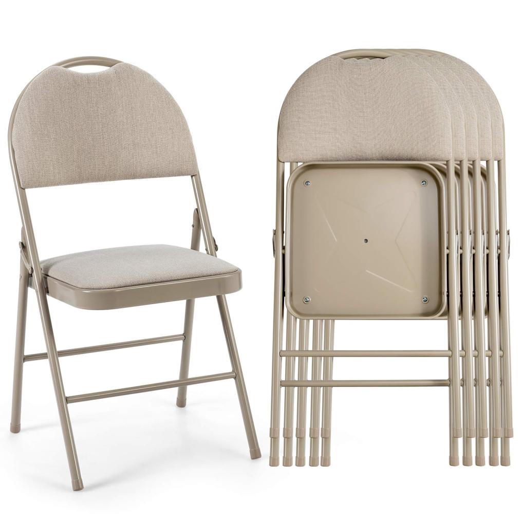 ARLIME Folding Chairs w/Padded Seats, Padded Folding Chair w/Handle Hole, Upholstered Seat