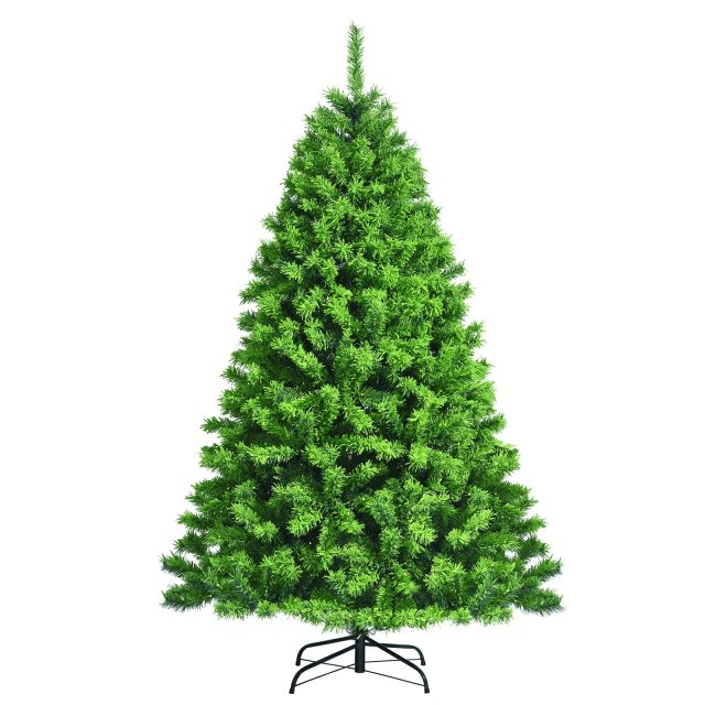 6.5Ft Artificial Christmas Tree Realistic Snow Flocked Hinged Pine Tree with Solid Metal Stand