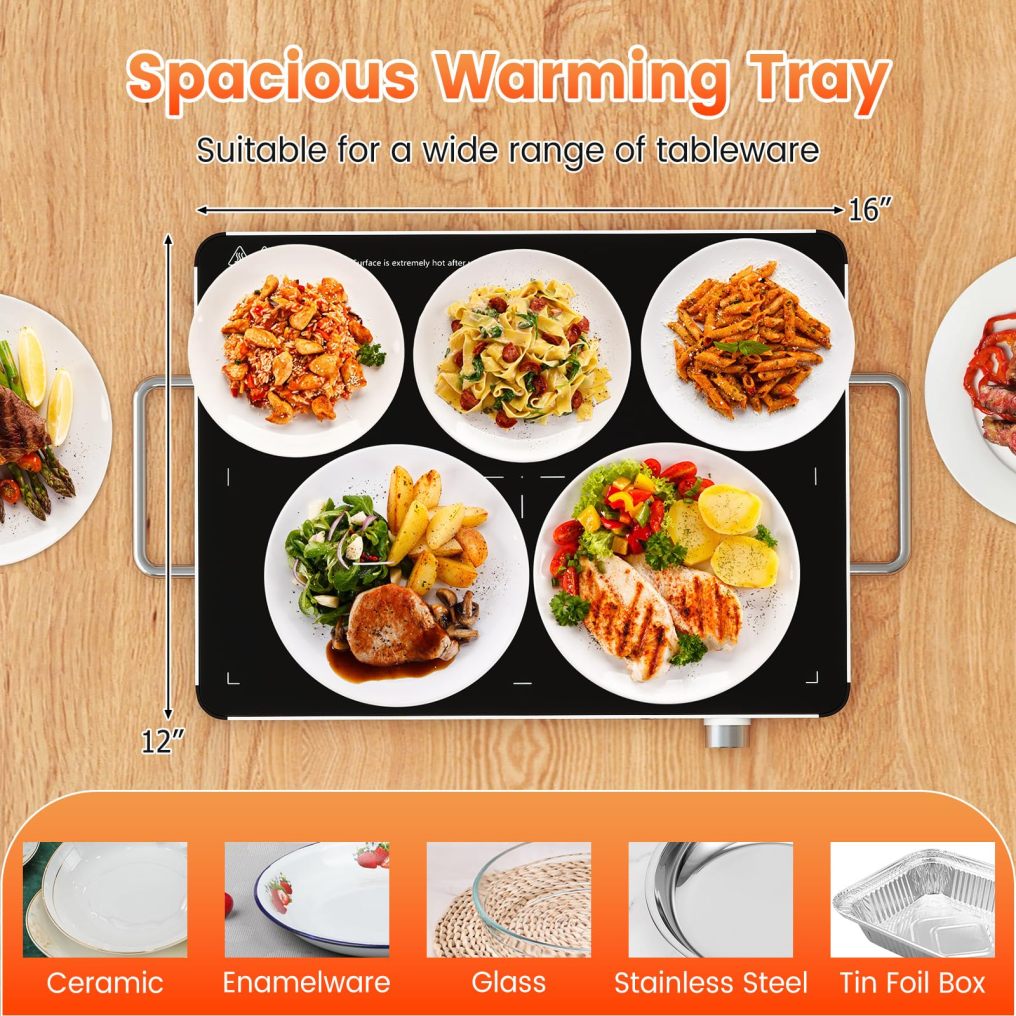 Electric Warming Tray with Adjustable Temperature Control (19" x 13")