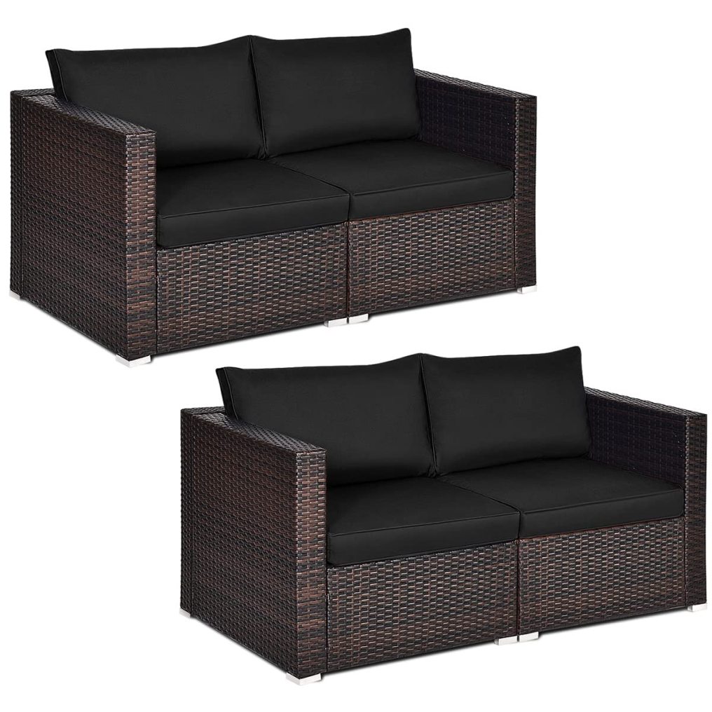 2/4PCS Patio Rattan Corner Sofa Sectional Furniture Conversation Set