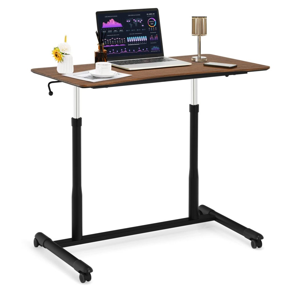 Mobile Height Adjustable Standing Desk w/Steel Frame for Home Office