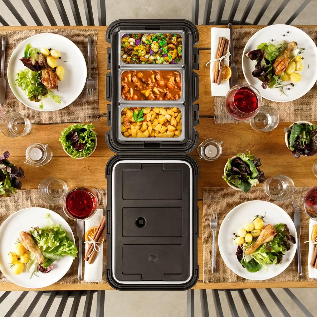 Insulated Food Pan Carrier 31 Qt Catering Hot Box w/ 3 Food-Grade Pans