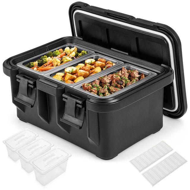 Insulated Food Pan Carrier 31 Qt Catering Hot Box w/ 3 Food-Grade Pans