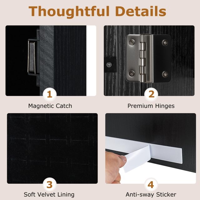 Full Length Mirror Jewelry Cabinet Wall Door Mounted Jewelry Organizer