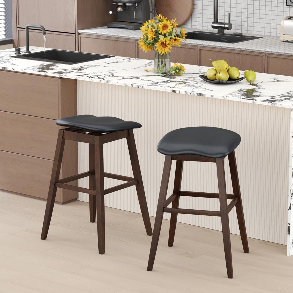 Swivel Bar Stools 31-inch Height Backless Bar Chairs with Padded Contoured Seat