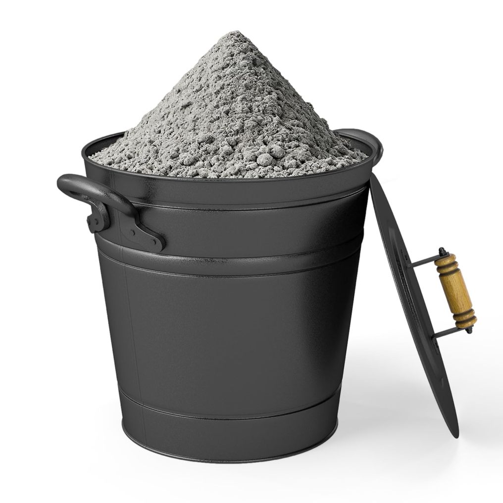 Ash Bucket with Lid 2.9 Gallon Metal Coal Ash Can