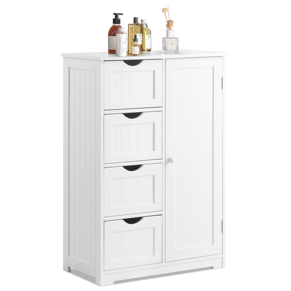 Wooden Storage Organizer with 4 Deep Drawers & Adjustable Shelf