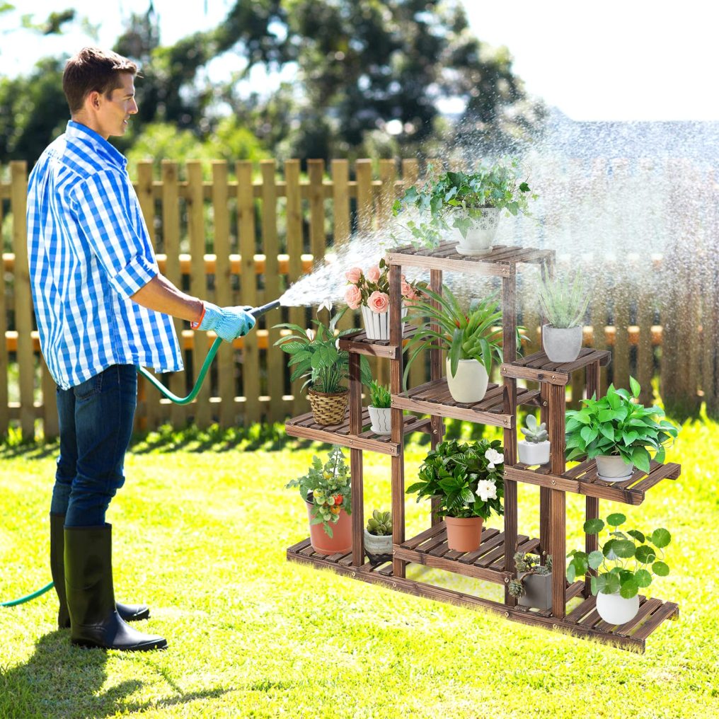 6-tier Wood Plant Stand Wood Plant Holder Rack for Multiple Plant