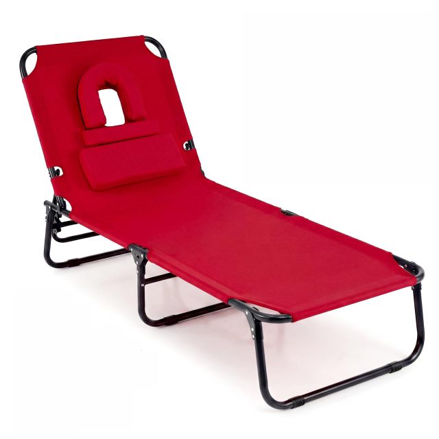 Tanning Chair with Face Hole Pillows & Adjustable Backrest(1/2)