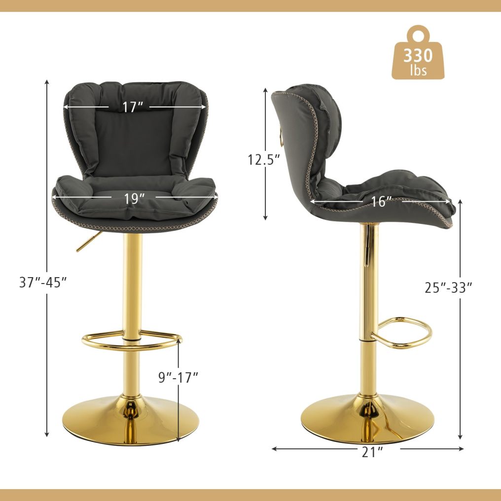 Adjustable Bar Stools Set of 2/4 Modern Swivel Leathaire Bar Stools