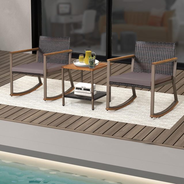 3 Pieces Patio Rocking Bistro Set