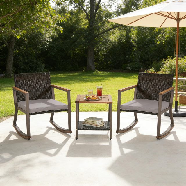 3 Pieces Patio Rocking Bistro Set