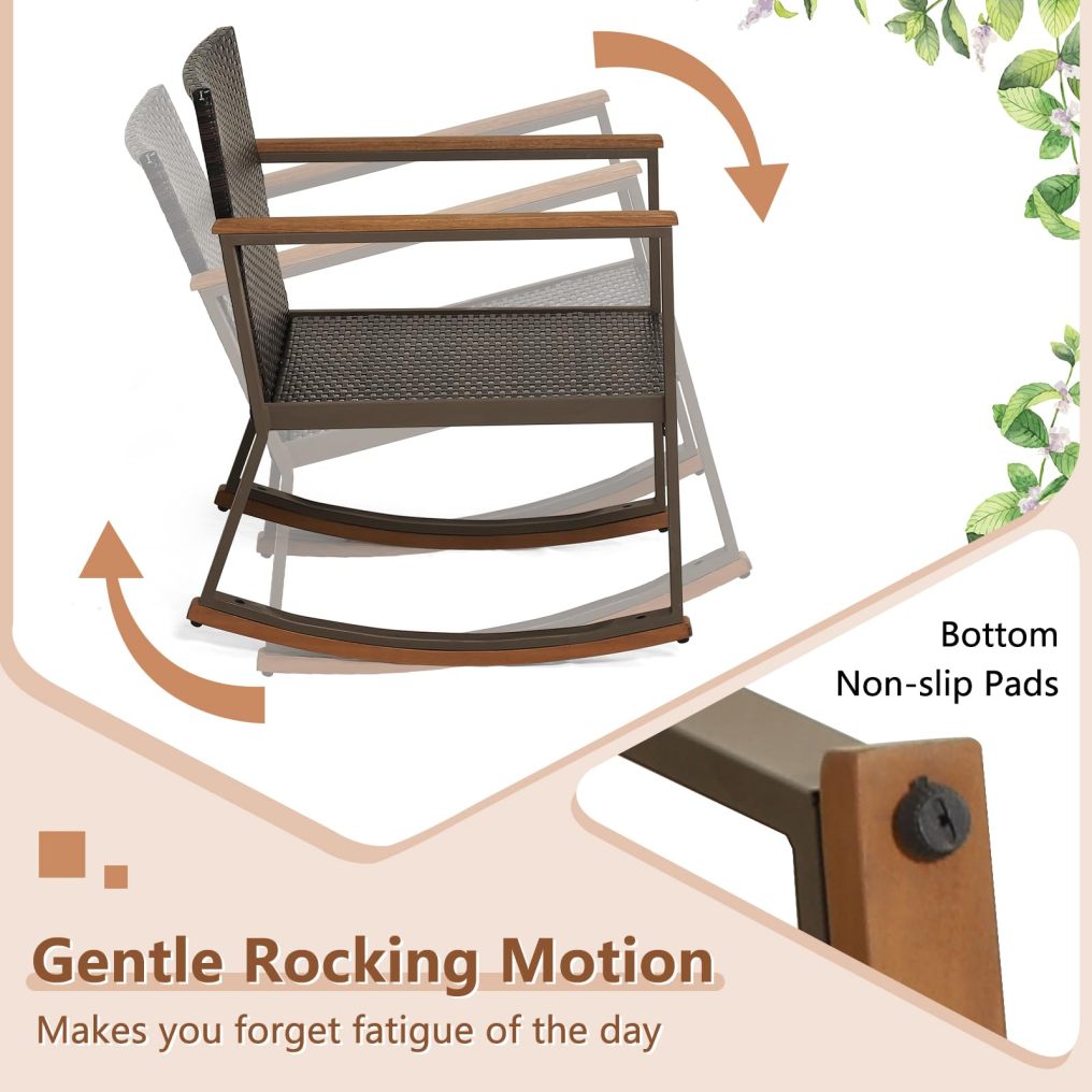 3 Pieces Patio Rocking Bistro Set