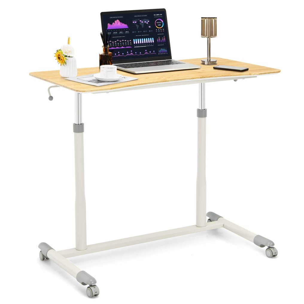 Mobile Height Adjustable Standing Desk w/Steel Frame for Home Office