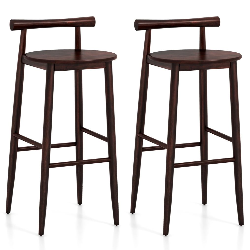 Bar Chair Set of 2/4 Bar Height Stools Set w/Acacia Wood Frame