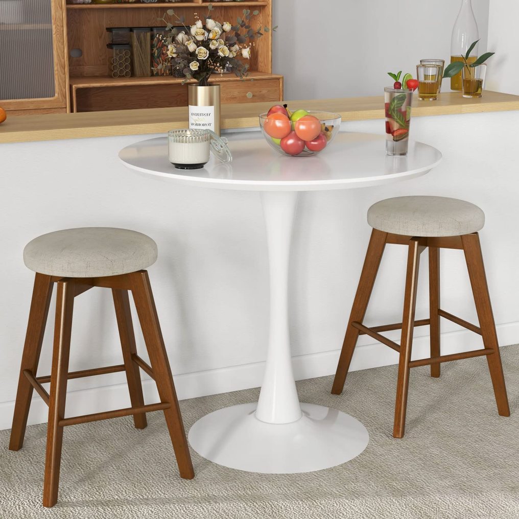 26-inch Bar Stools Set of 2/4 Counter Height Swivel Bar Chairs w/Rubber Wood Legs
