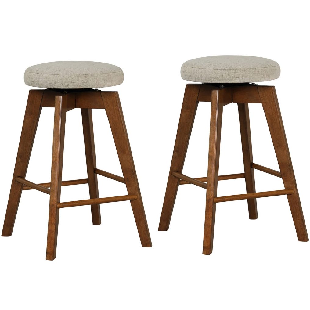 26-inch Bar Stools Set of 2/4 Counter Height Swivel Bar Chairs w/Rubber Wood Legs