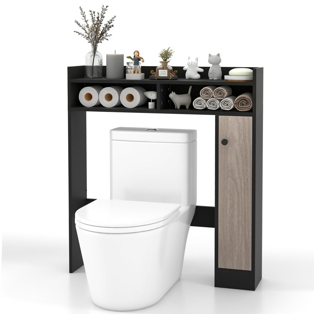 Over The Toilet Storage Cabinet with Single Door Cabinet & Open Shelves