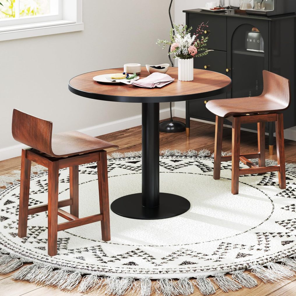 Swivel Solid Wood Dining Stools Set of 2/4 for Kitchen Island