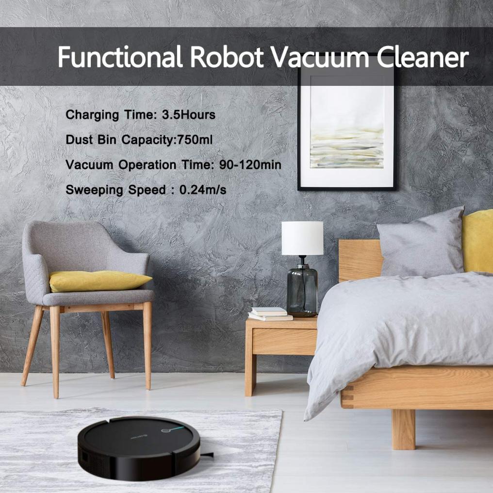 Robot Vacuum Cleaner 2000Pa Strong Suction Filter Auto Self-Charging