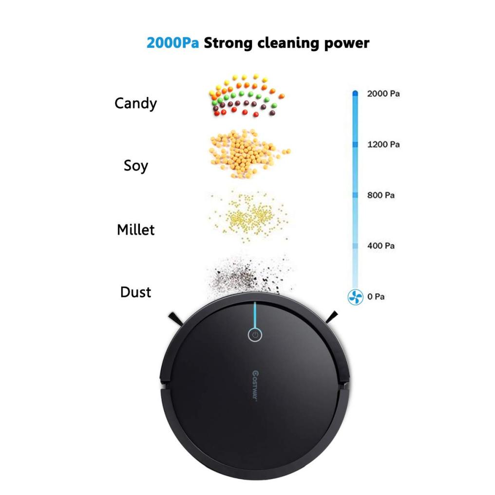Robot Vacuum Cleaner 2000Pa Strong Suction Filter Auto Self-Charging