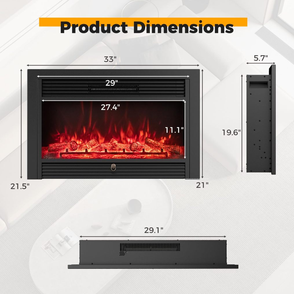 Electric Fireplace Inserts 33-inch Wide