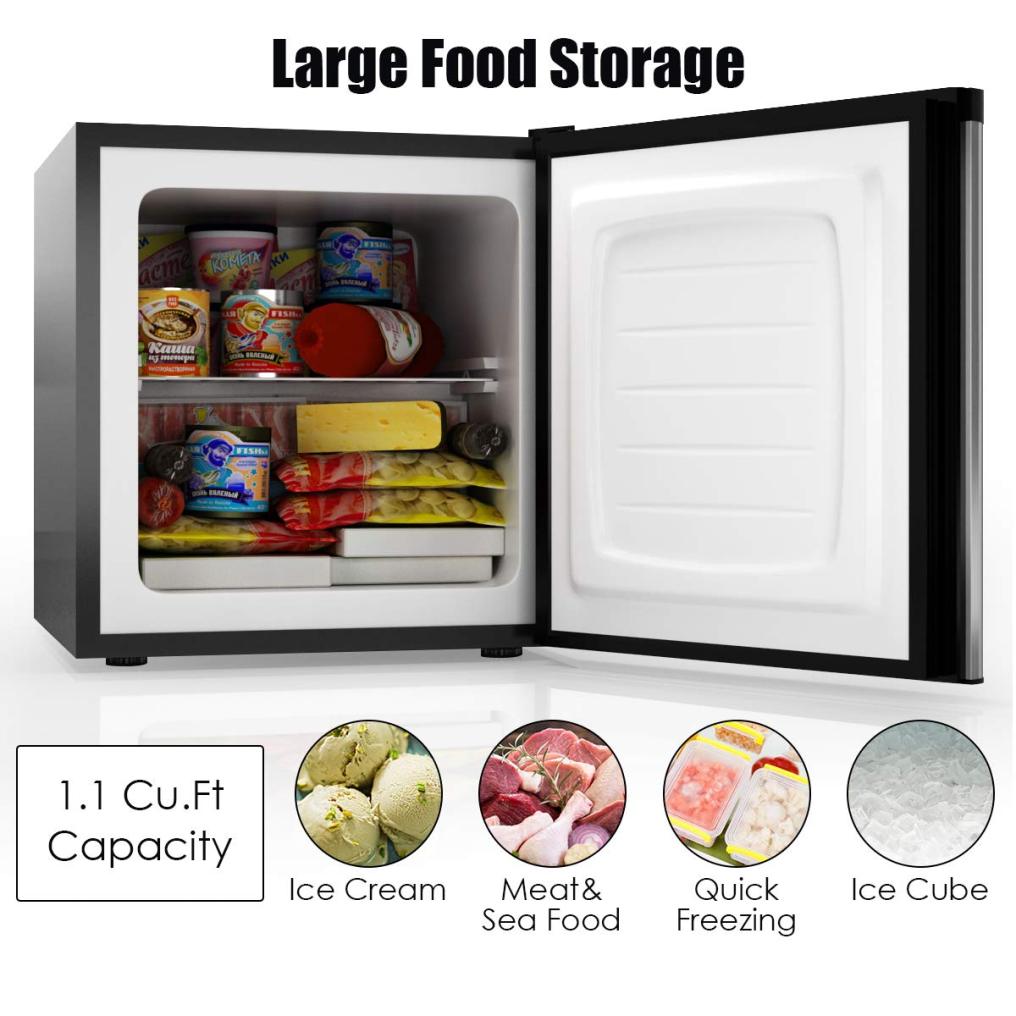 ARLIME Compact Upright Freezer Countertop, 1.1 cu. ft. Mini Size with Reversible Stainless Steel Door