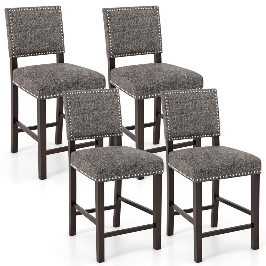 Upholstered Bar Stools Set of 2/4 26 Inch Counter Height Chairs