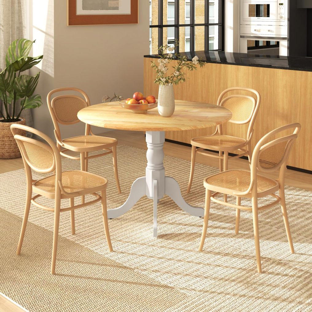 Round Dining Table for 4 39-inch Wooden Kitchen Table