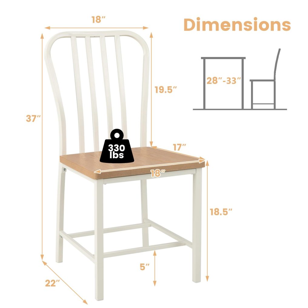 Dining Chair Set of 2/4 18.5 inch Seat Height Armless Spindle Back Kitchen Chairs