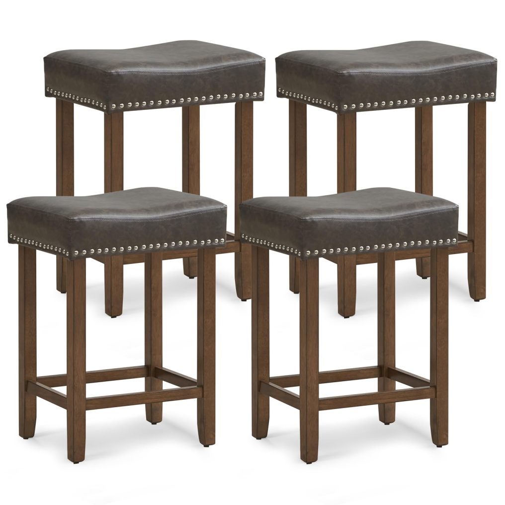 Bar Stools Set of 2/4 24-Inch Counter Height Saddle Stools